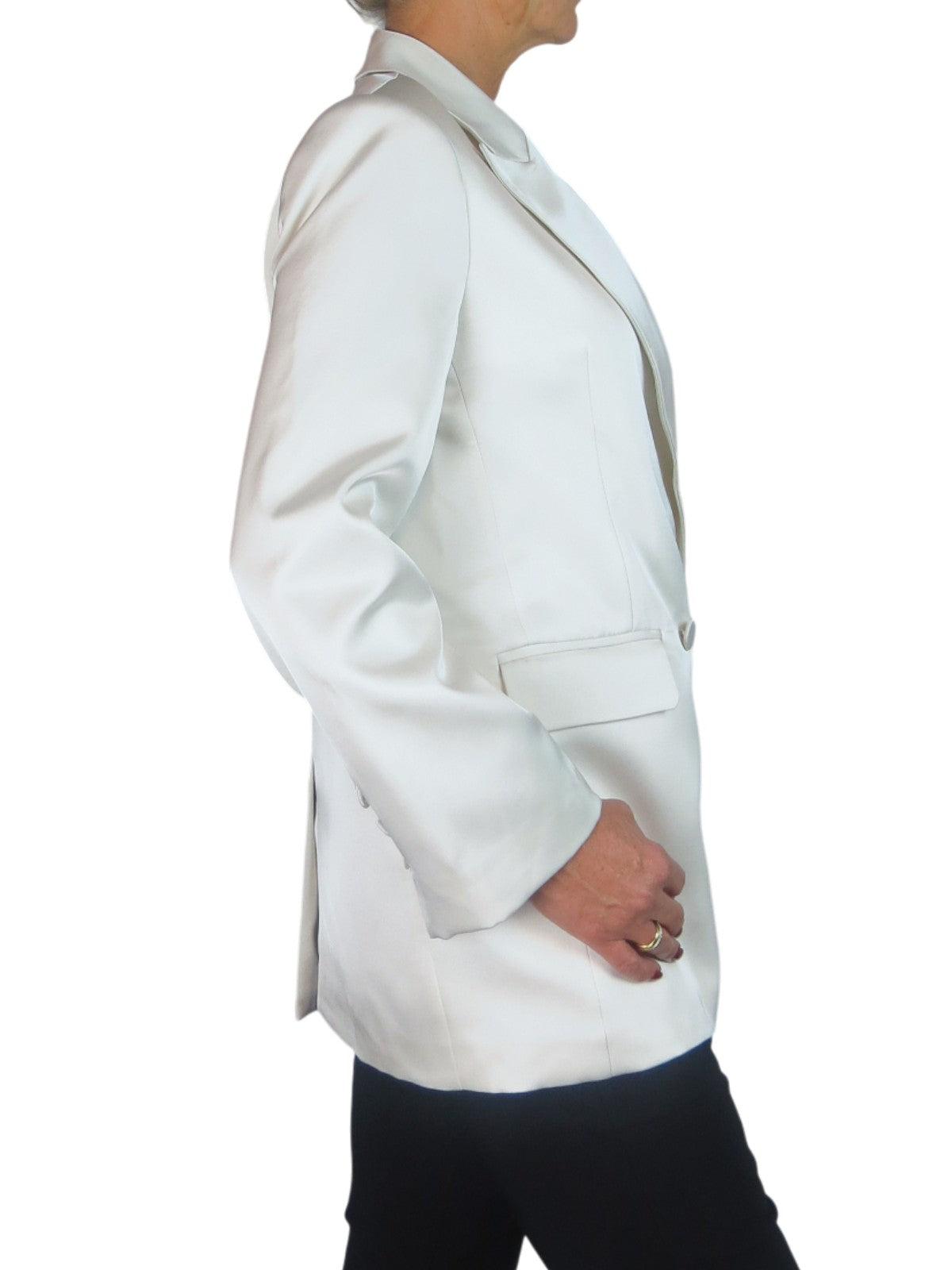 Satin Oversized Double Breasted Blazer Smart Ivory