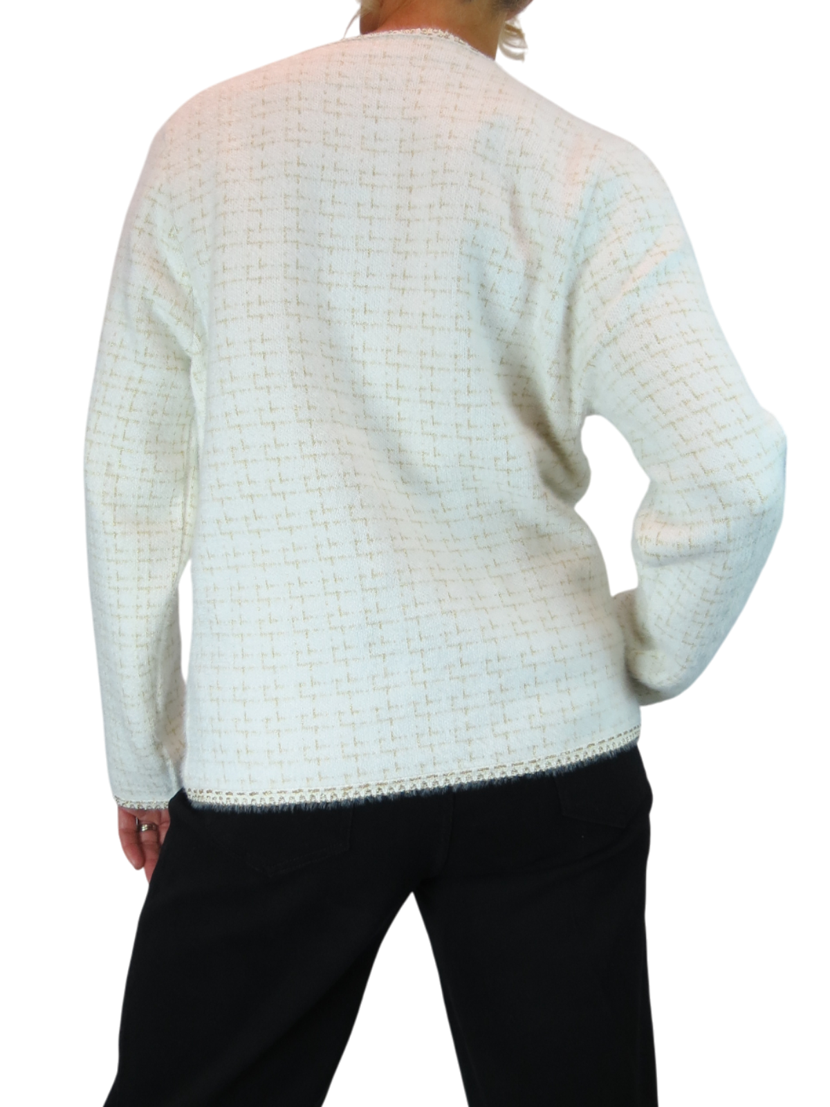 Pearl Button Knitted Jacket Cream