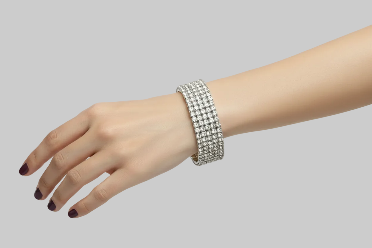 3/5 Row Stretchy Diamante Bracelet Silver