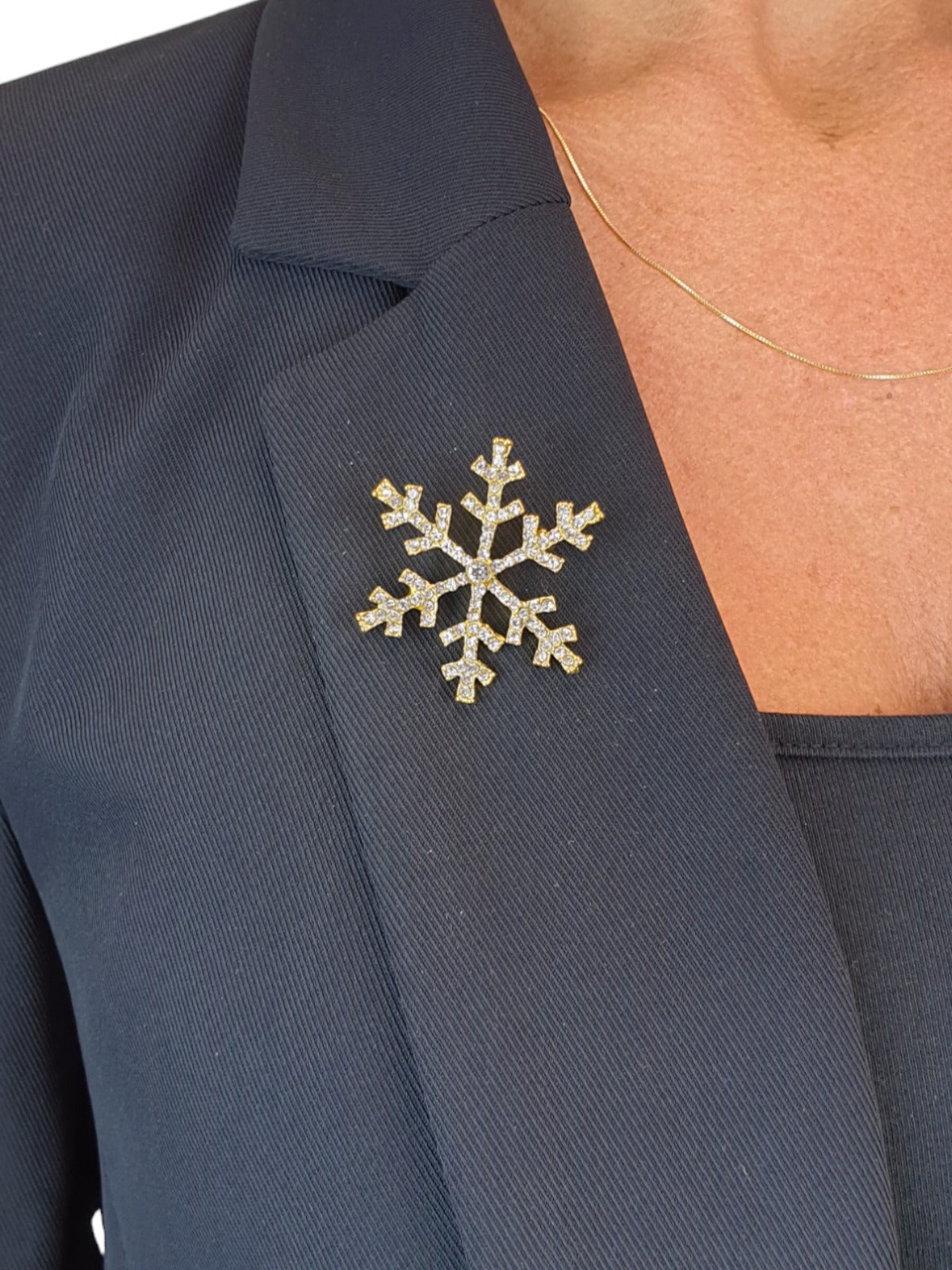 Diamante Winter Snowflake Brooch Gold