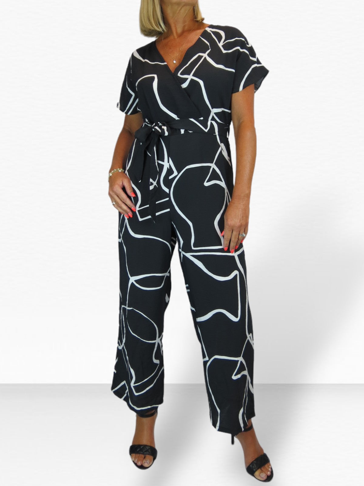 Black Belted Wrap Jumpsuit