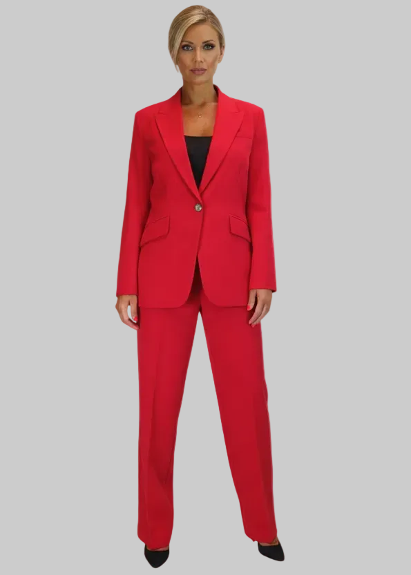 Smart 2 Piece Trouser Suit Red