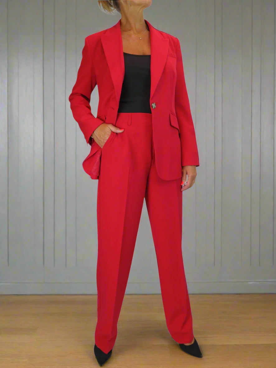 Smart 2 Piece Trouser Suit Red