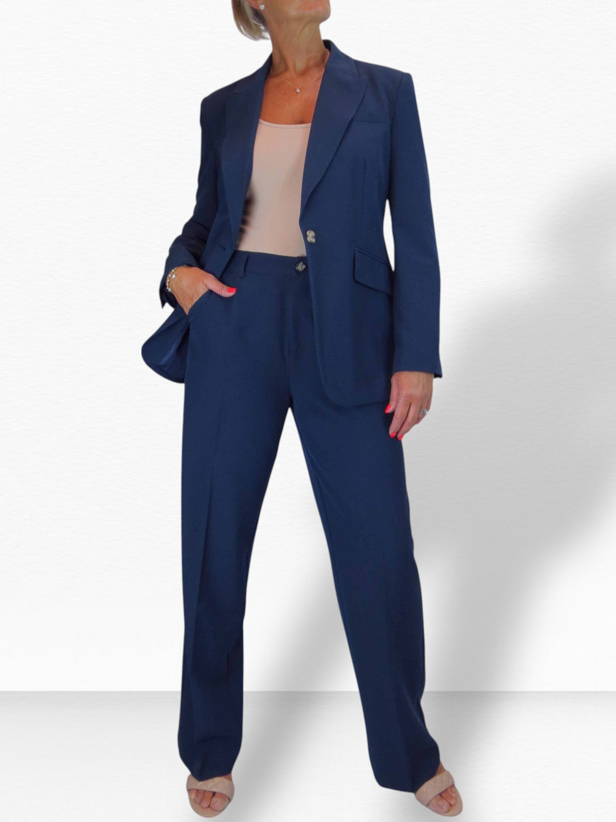2 Piece Trouser Suit Navy Blue