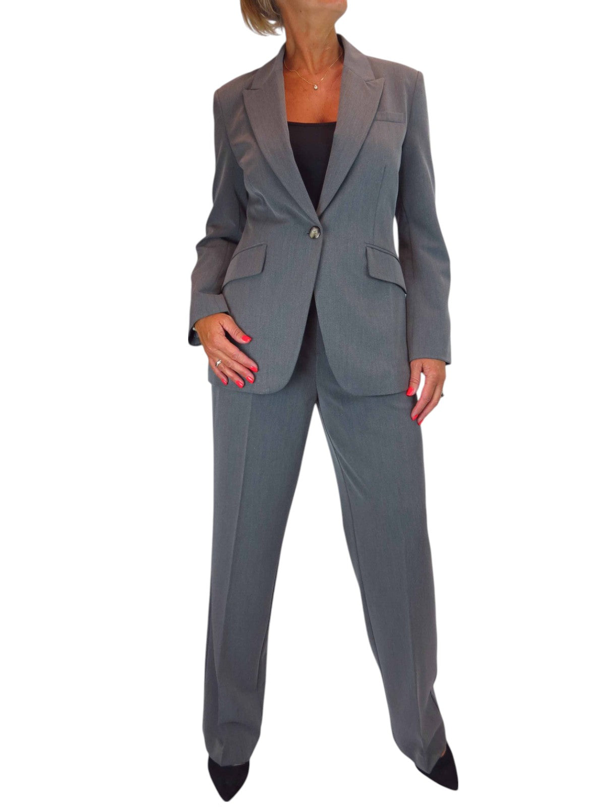 2 Piece Trouser Suit Marl Grey