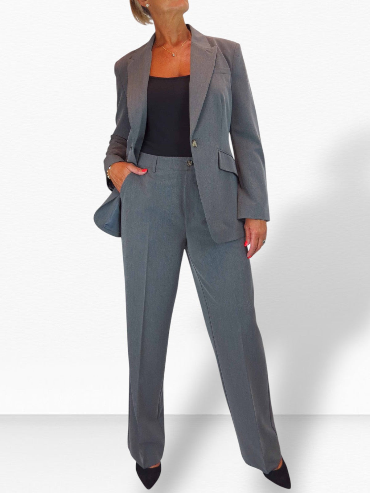 2 Piece Trouser Suit Marl Grey