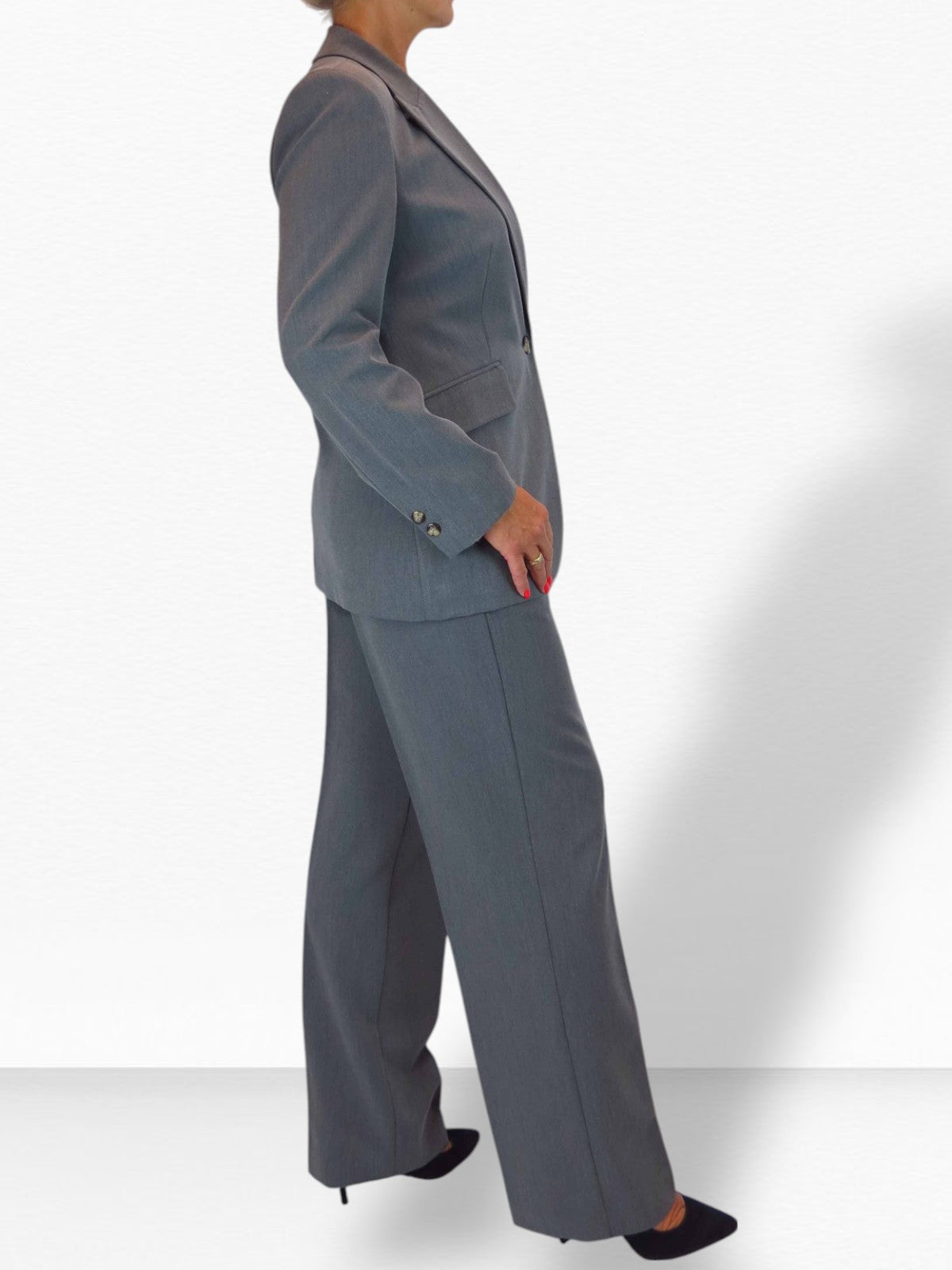2 Piece Trouser Suit Marl Grey