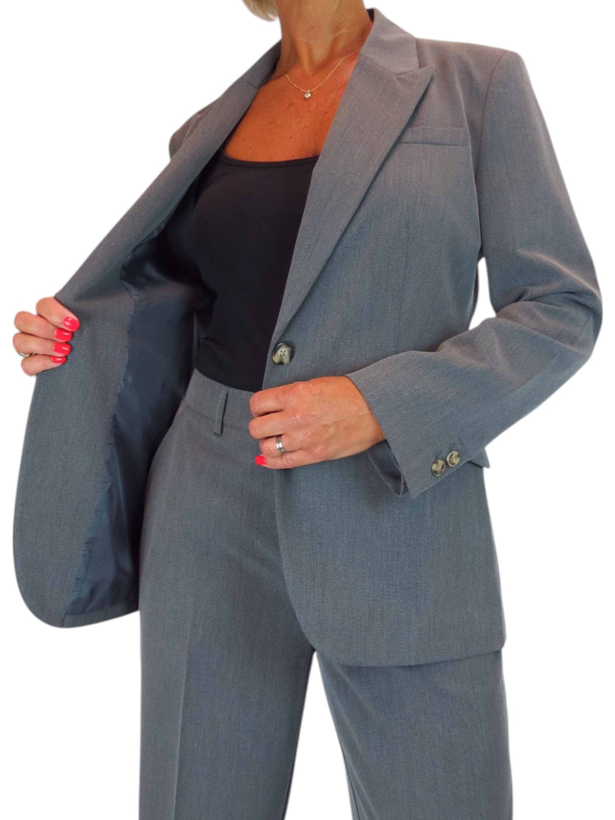 2 Piece Trouser Suit Marl Grey