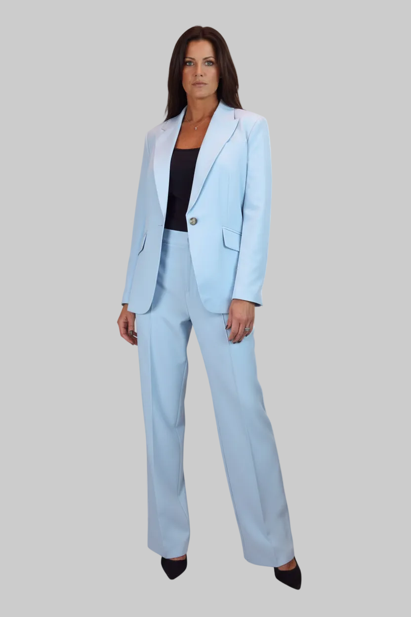 Smart 2 Piece Trouser Suit Pale Blue