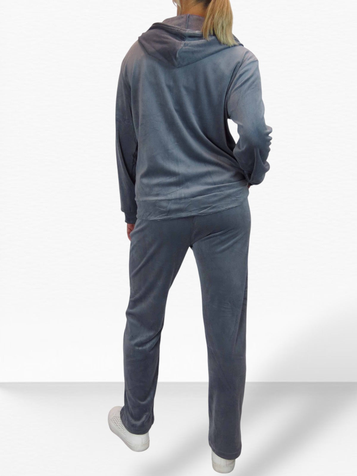 Velour Tracksuit Set 2 Piece Grey