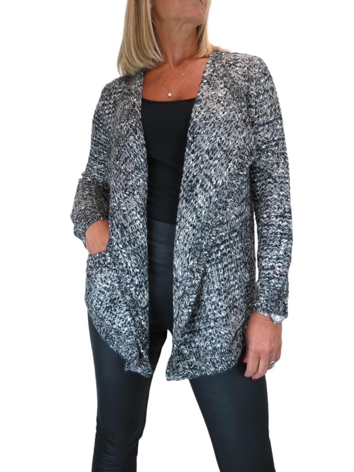 Waterfall Open Front Cardigan Grey