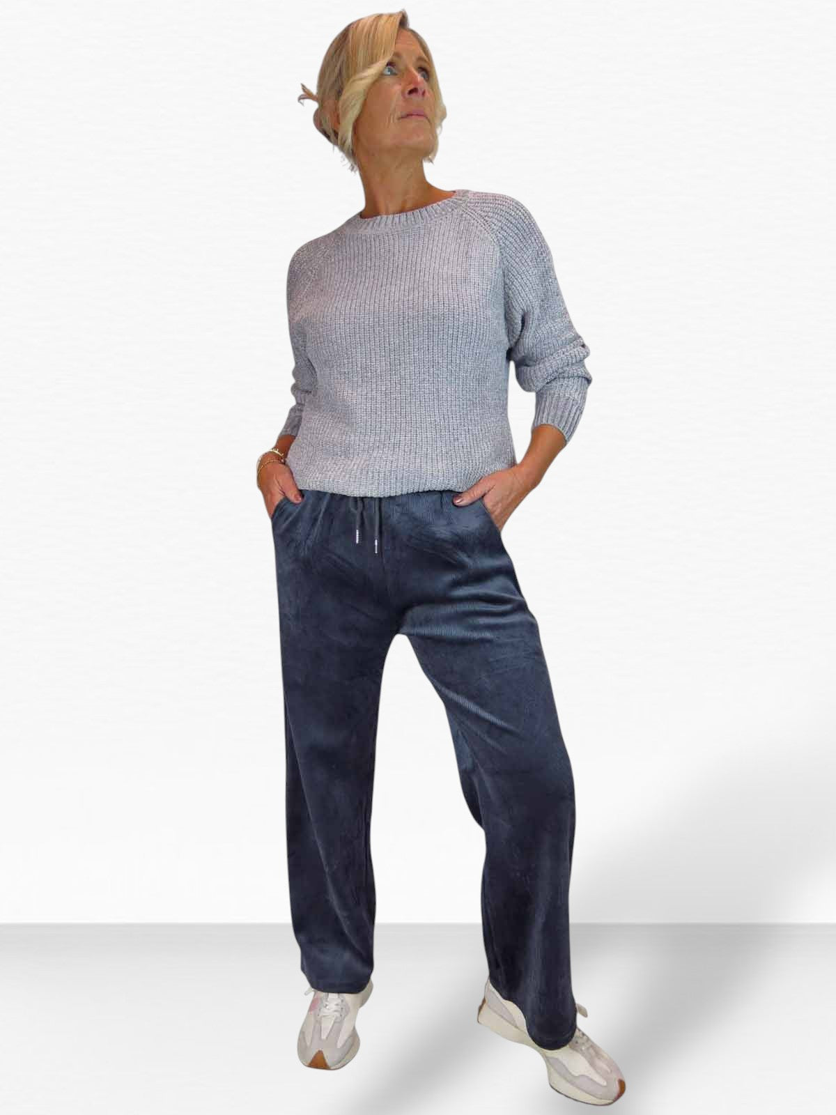 Long Sleeve Chenille Crew Neck Jumper Grey