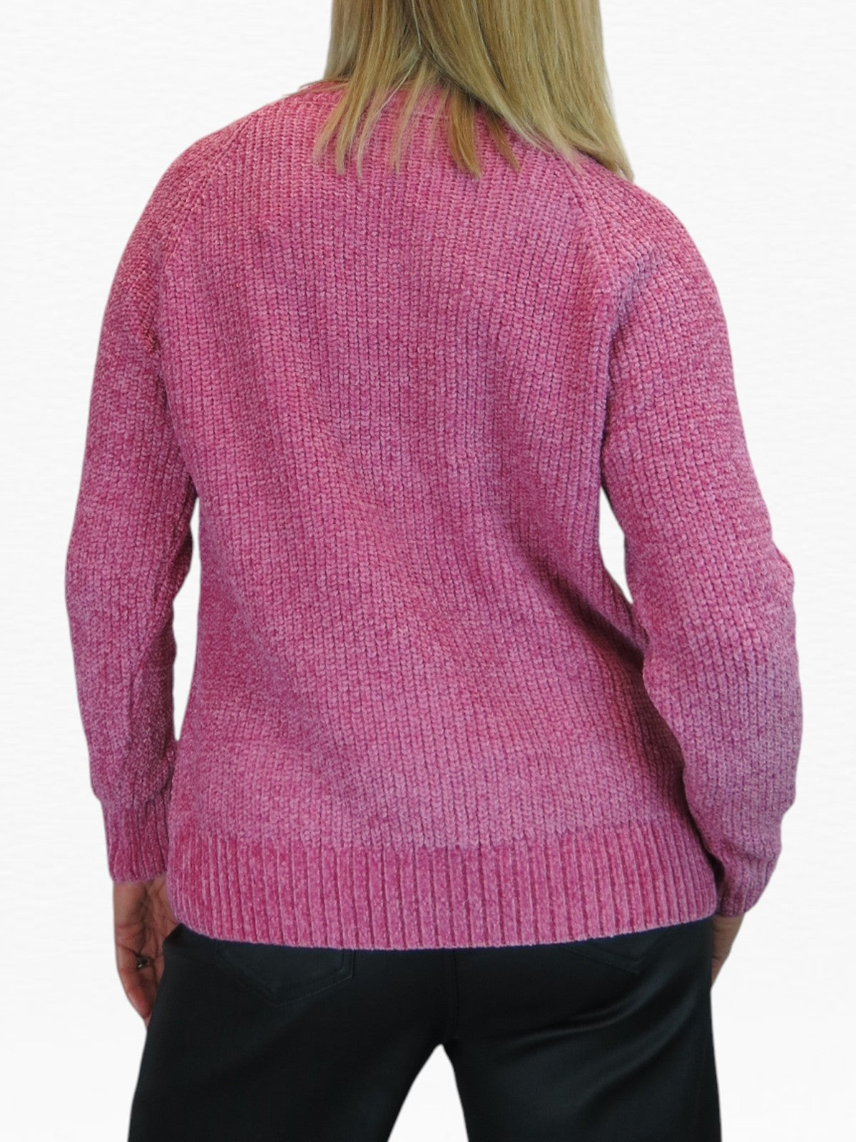 Long Sleeve Chenille Crew Neck Jumper Pink