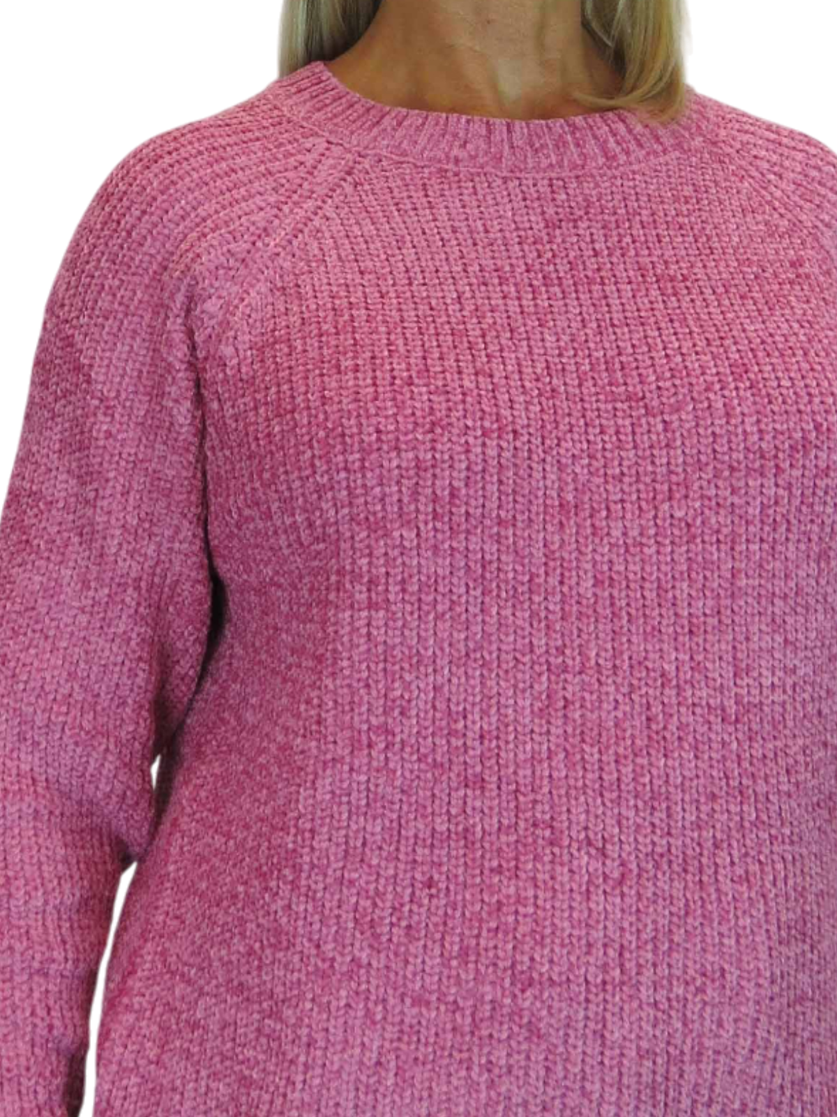 Long Sleeve Chenille Crew Neck Jumper Pink