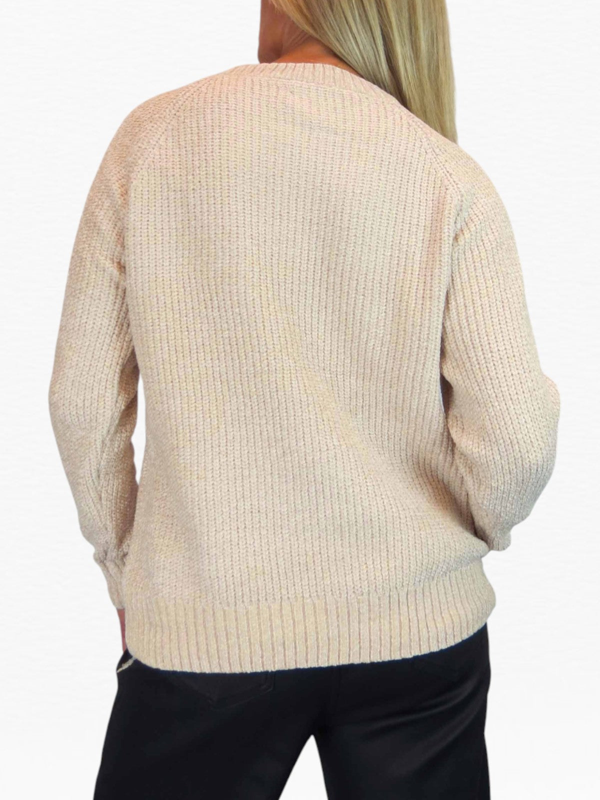 Long Sleeve Chenille Crew Neck Jumper Beige