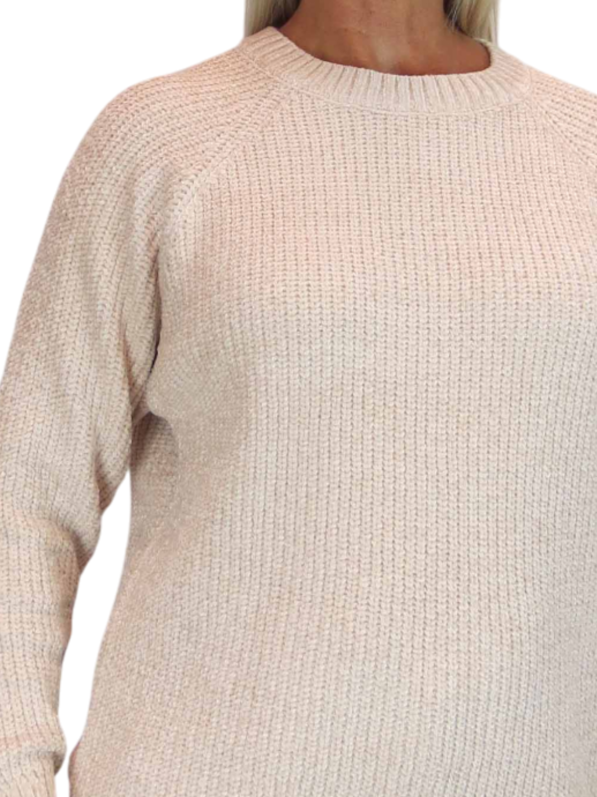 Long Sleeve Chenille Crew Neck Jumper Beige