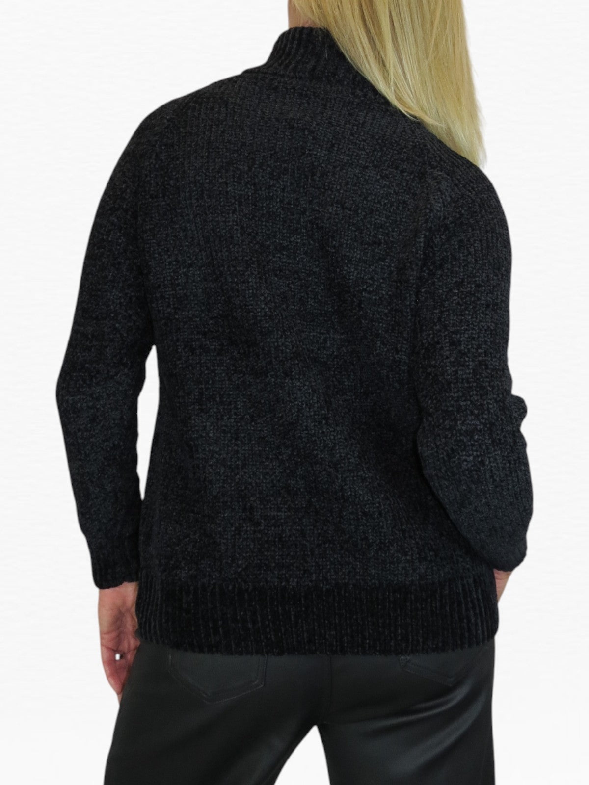 Long Sleeve Chenille Roll Neck Jumper Black