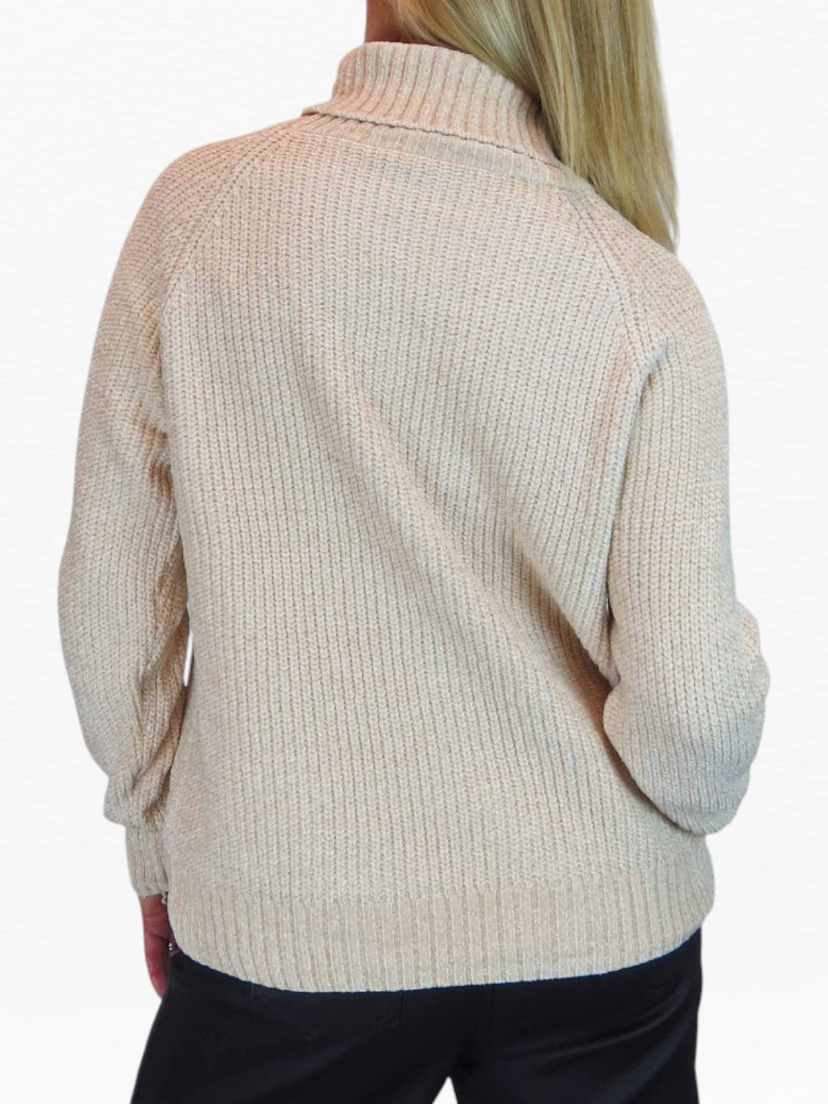 Long Sleeve Chenille Roll Neck Jumper Beige