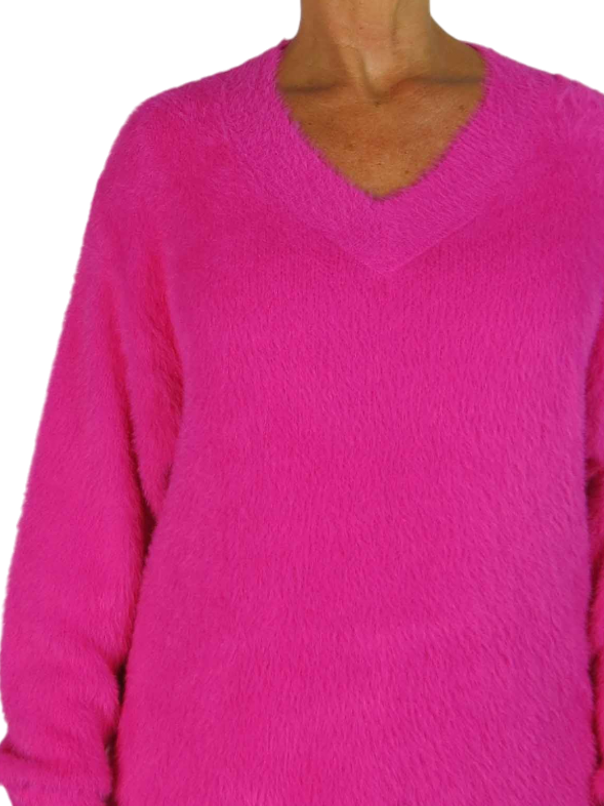 Long Sleeve V Neck Jumper Dress Pink