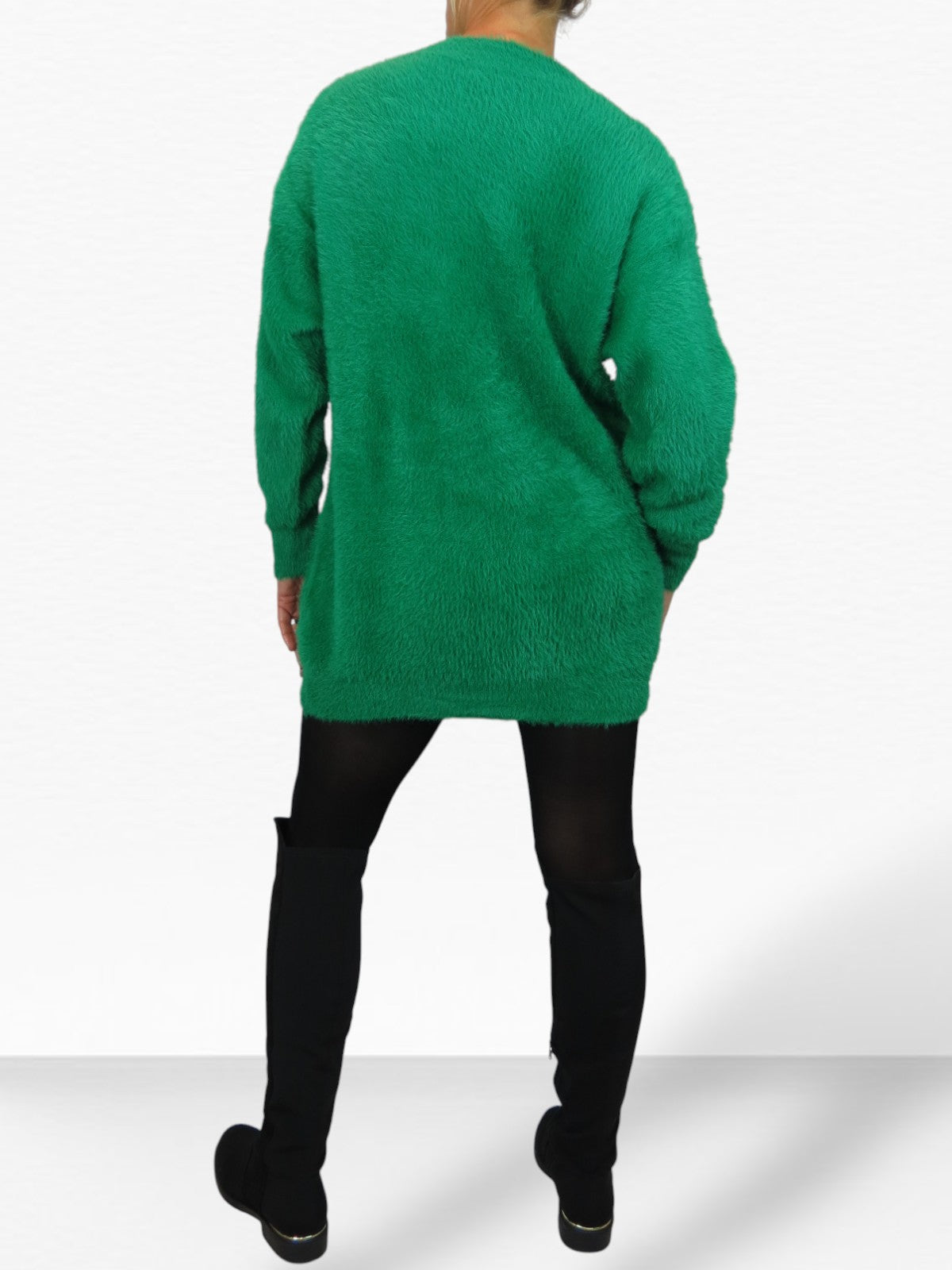 Long Sleeve V Neck Jumper Green