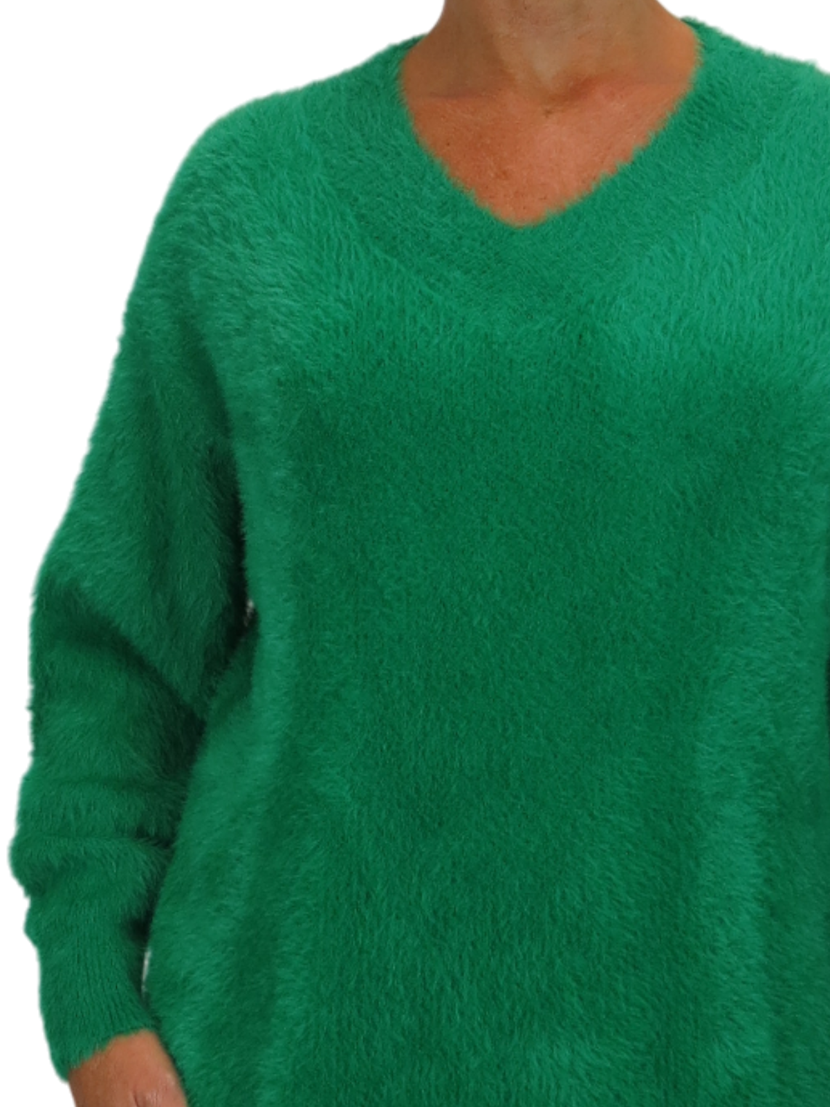 Long Sleeve V Neck Jumper Green