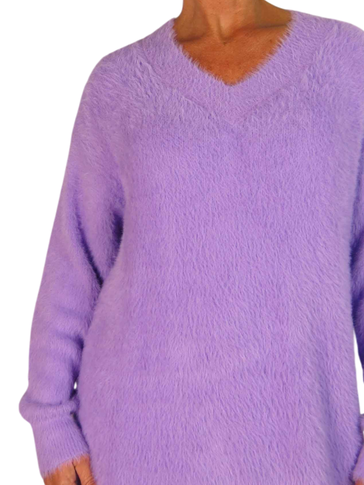 Long Sleeve V Neck Jumper Lilac