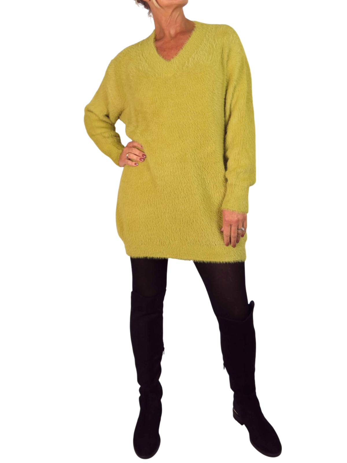 Long Sleeve V Neck Jumper Mustard