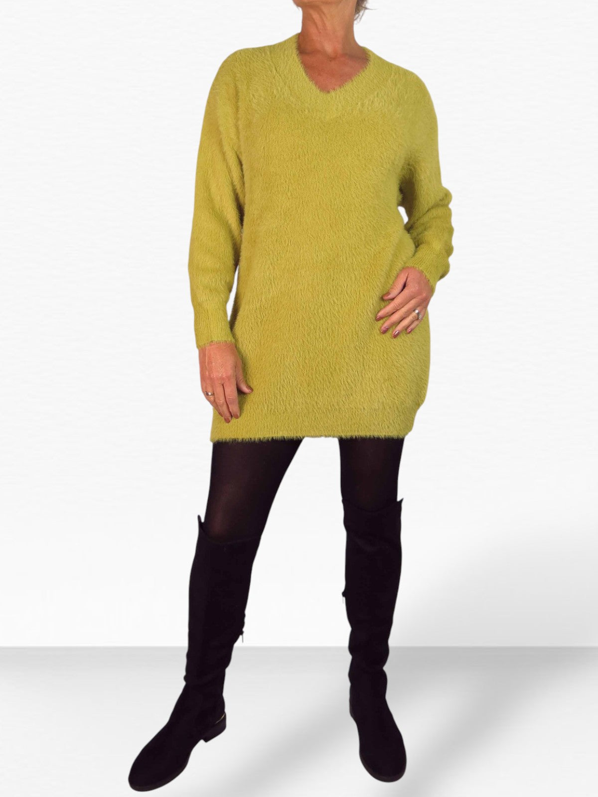 Long Sleeve V Neck Jumper Mustard
