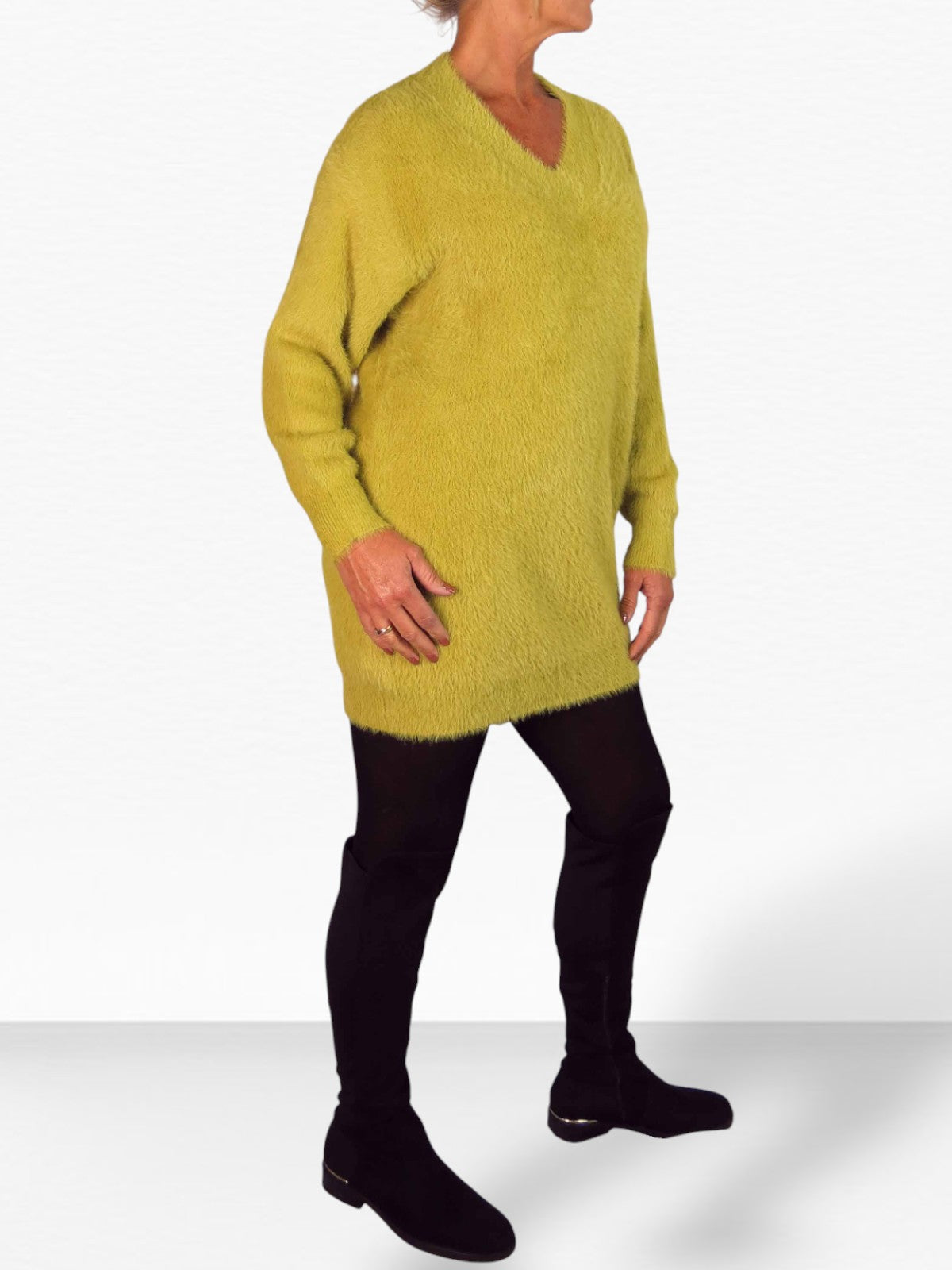 Long Sleeve V Neck Jumper Mustard