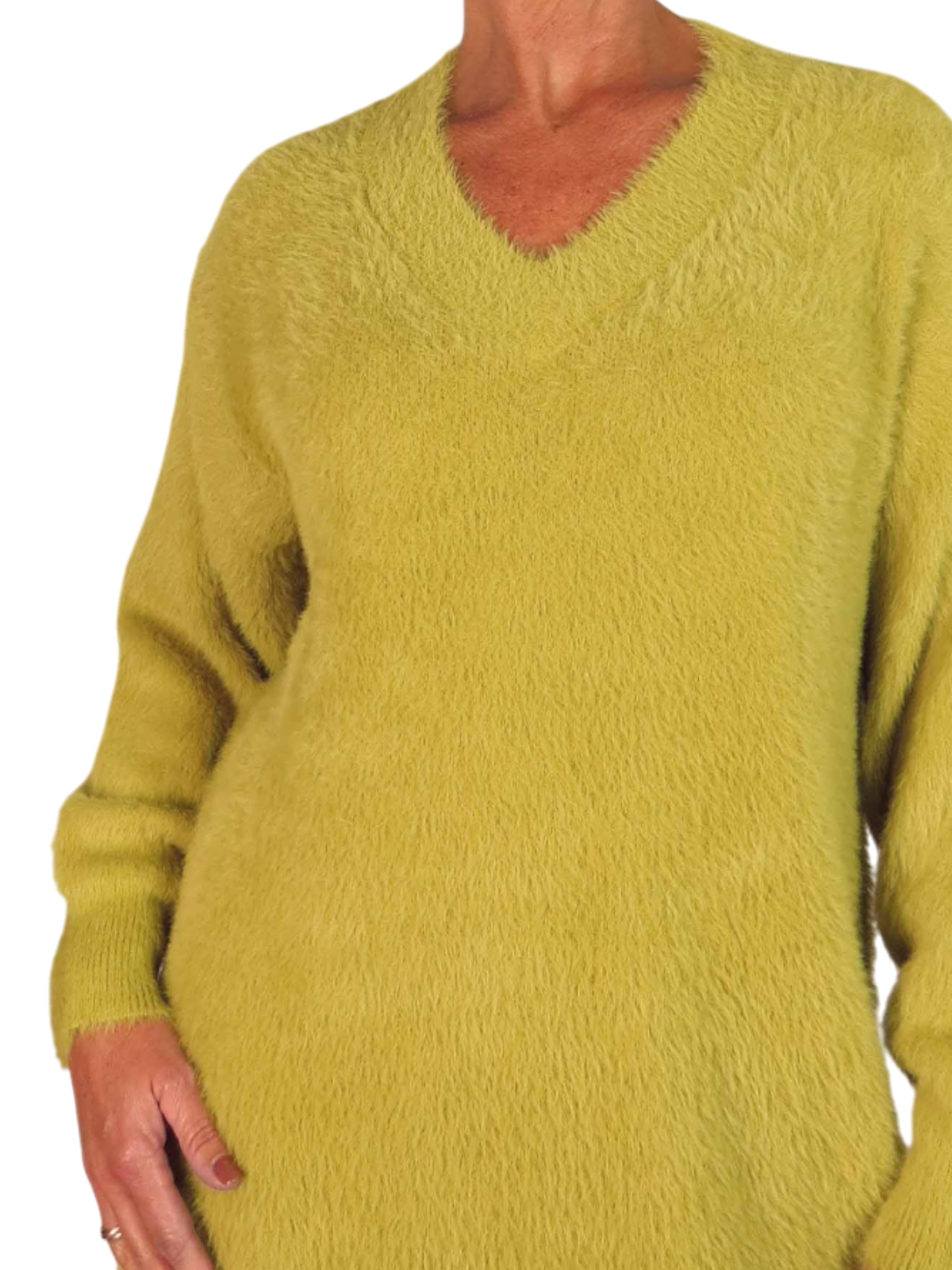 Long Sleeve V Neck Jumper Mustard