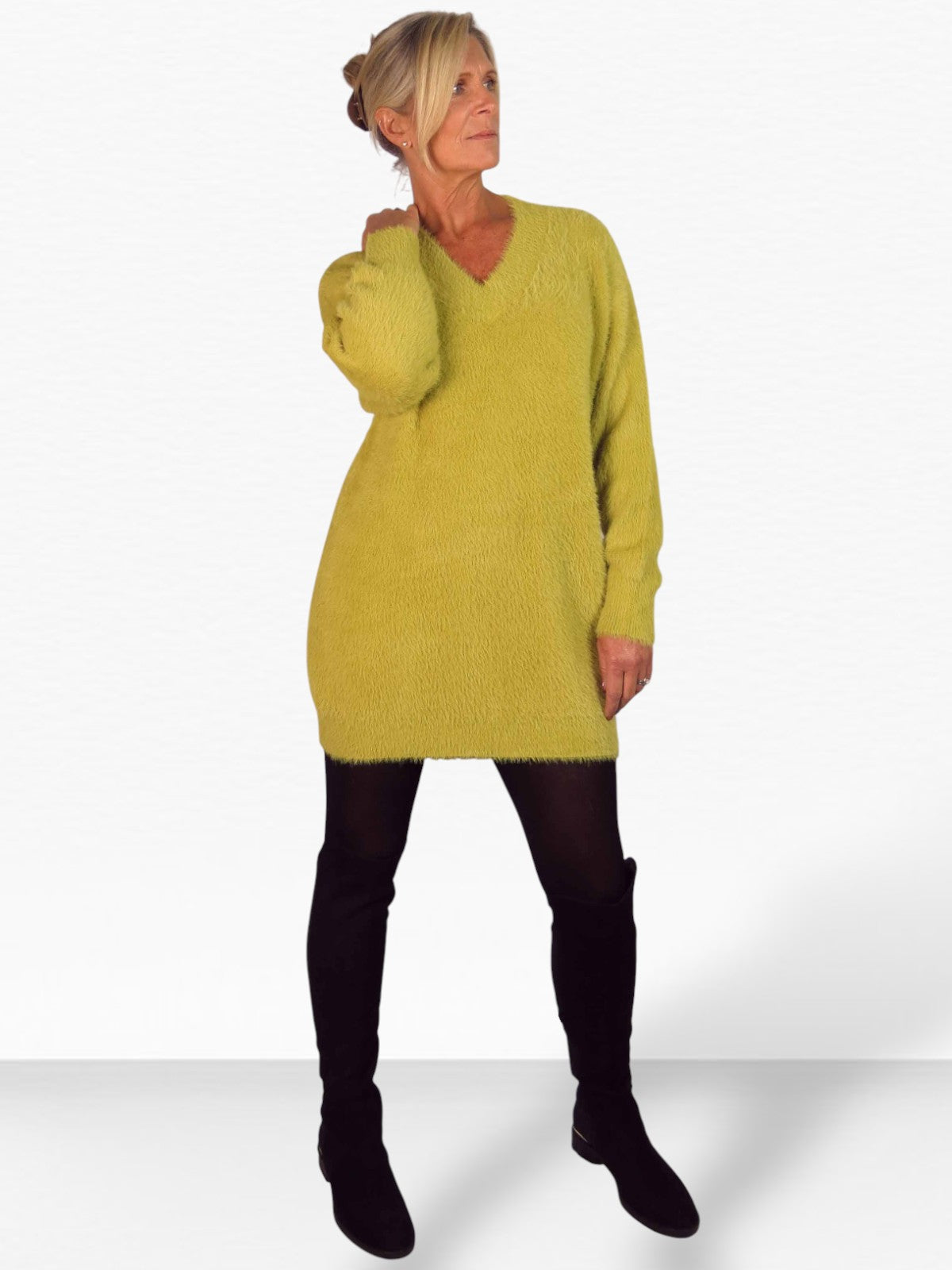 Long Sleeve V Neck Jumper Mustard