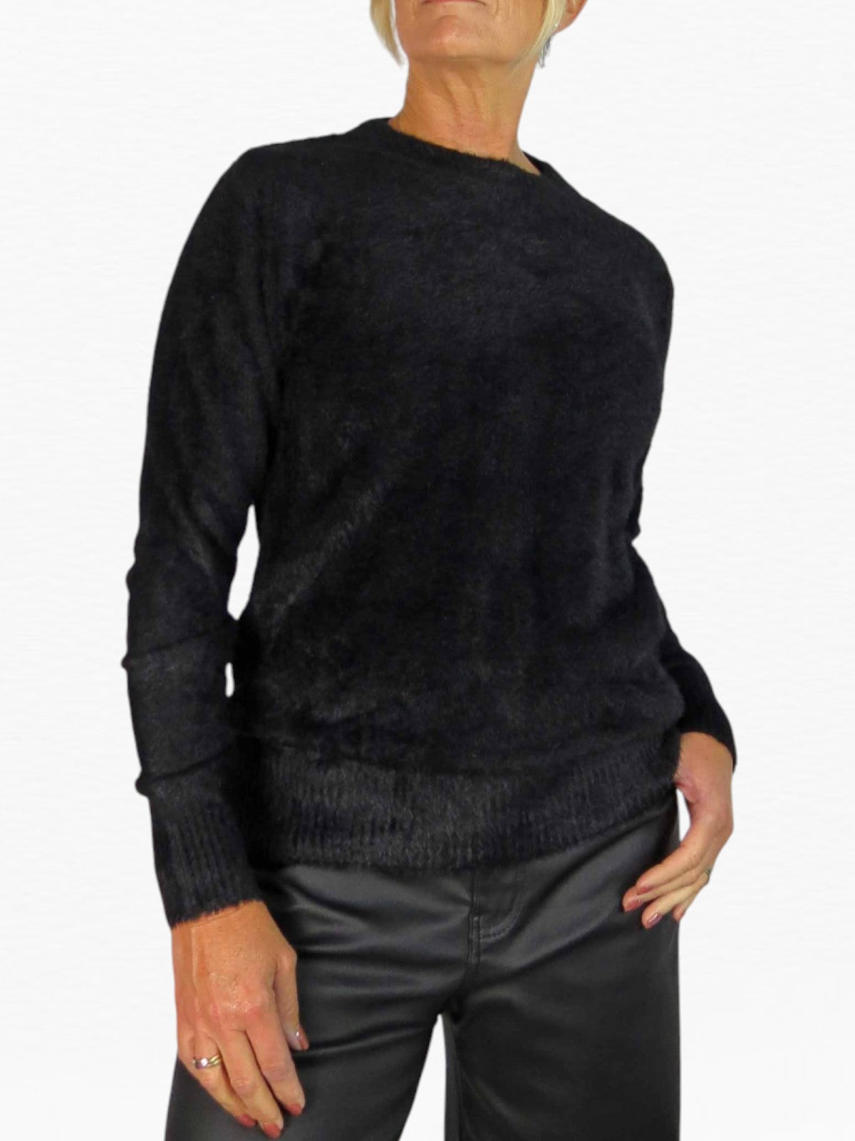 Textured Crew Neck Jumper Black