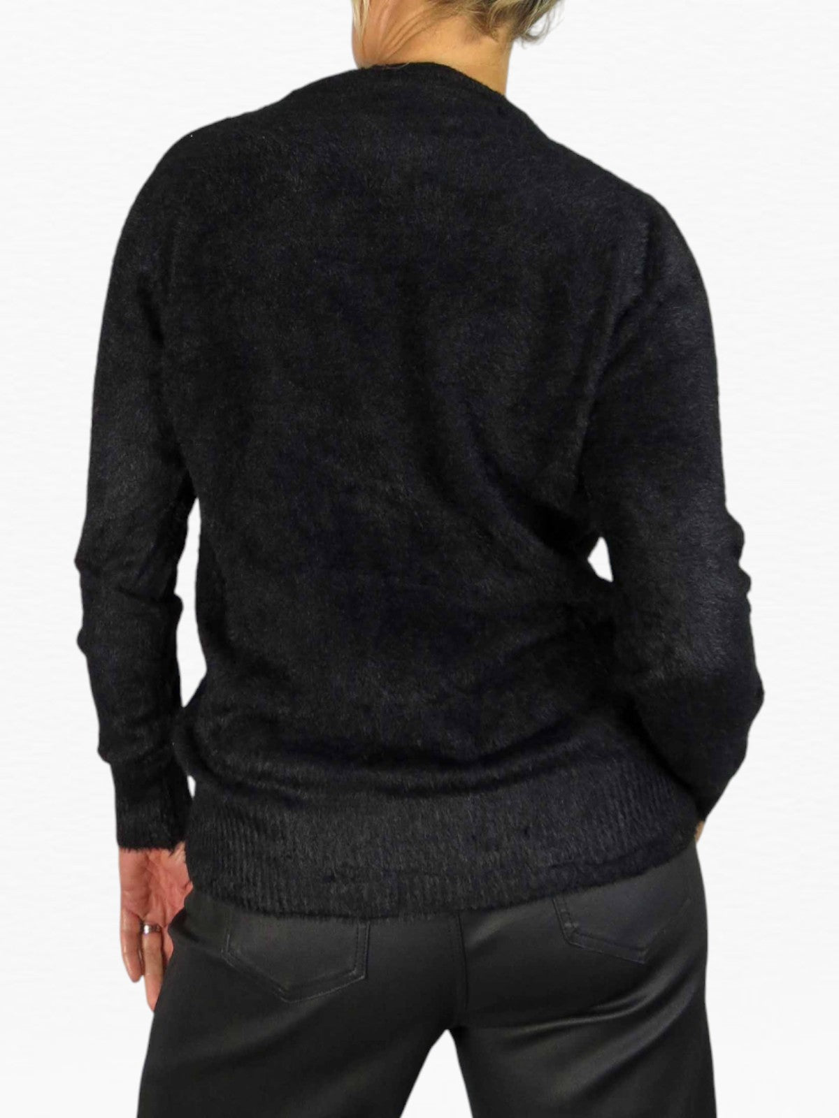 Textured Crew Neck Jumper Black