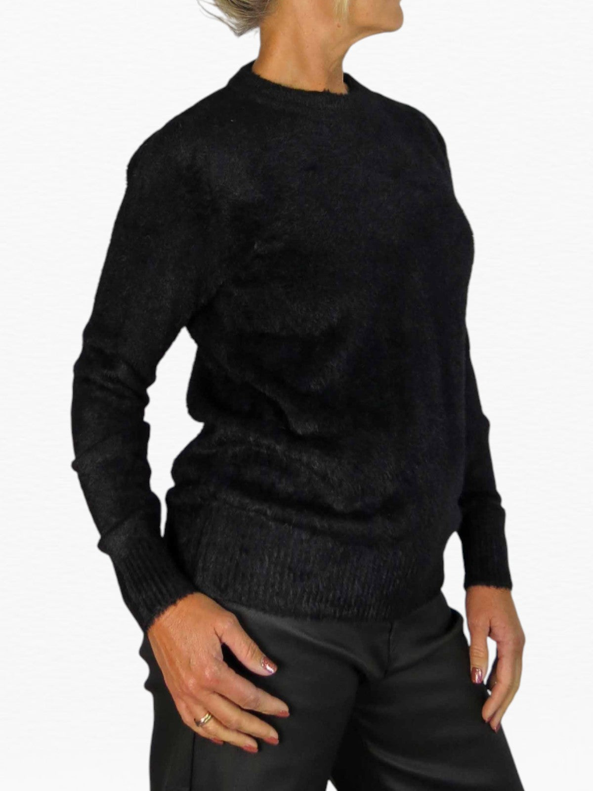 Textured Crew Neck Jumper Black