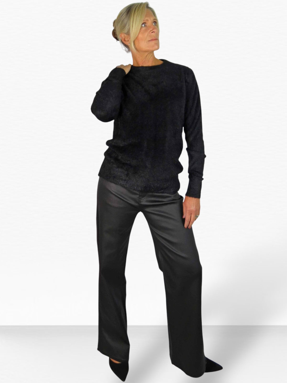 Textured Crew Neck Jumper Black