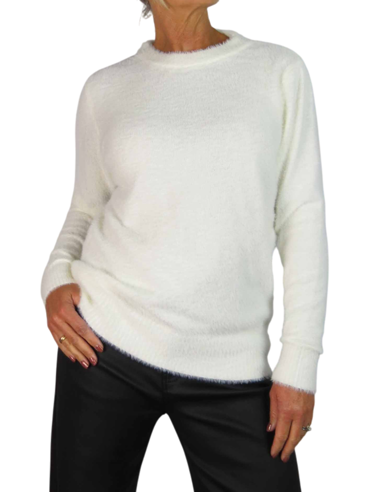 Textured Crew Neck Jumper Cream