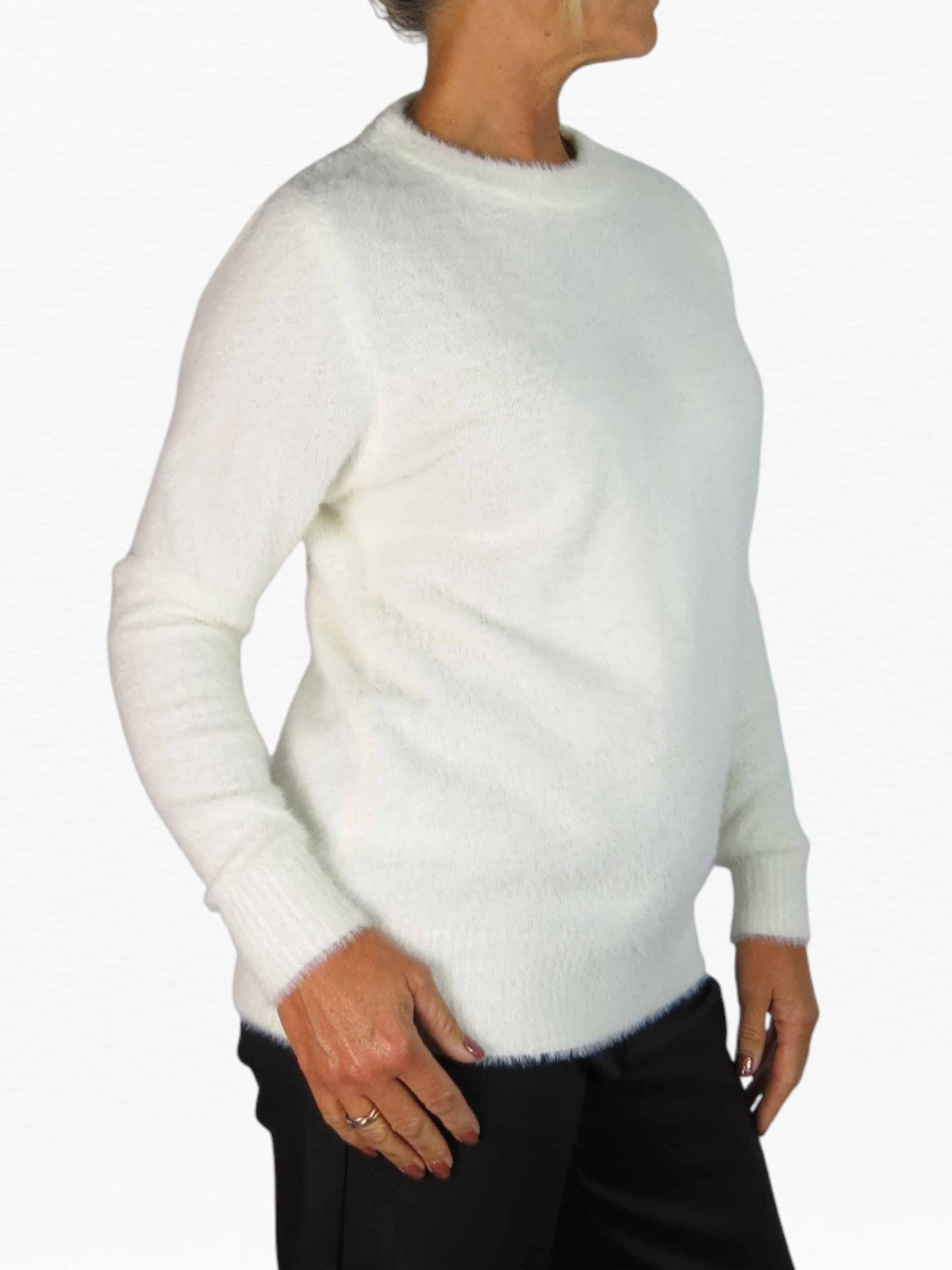 Textured Crew Neck Jumper Cream