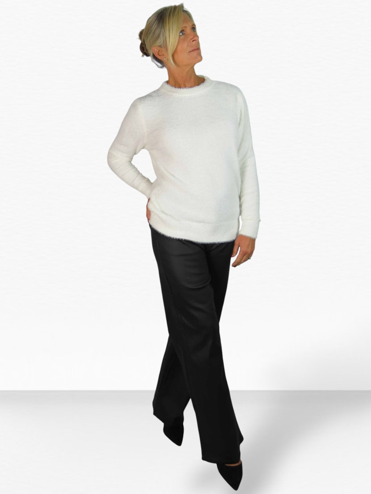 Textured Crew Neck Jumper Cream
