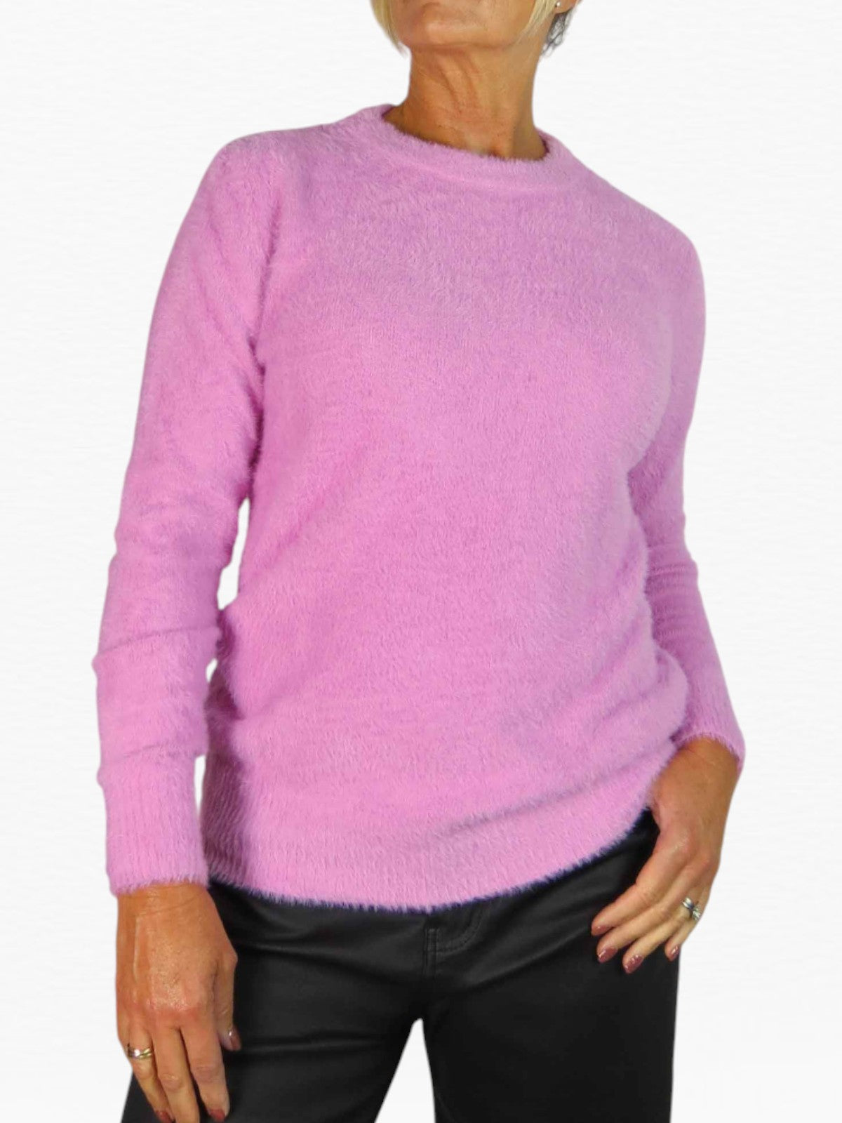 Textured Crew Neck Jumper Pink