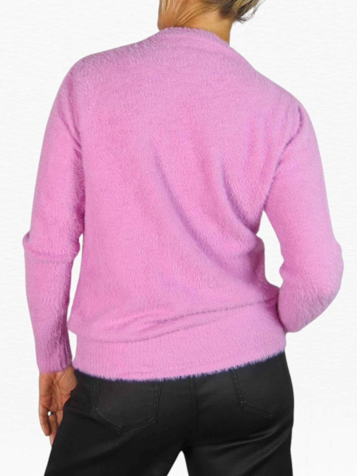 Textured Crew Neck Jumper Pink