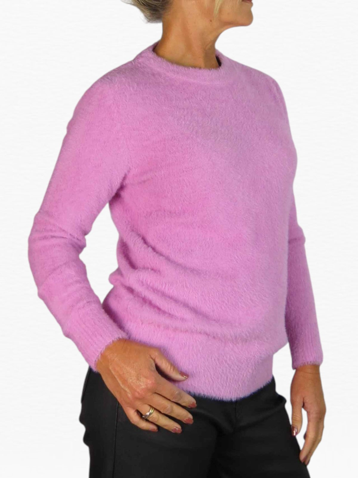 Textured Crew Neck Jumper Pink