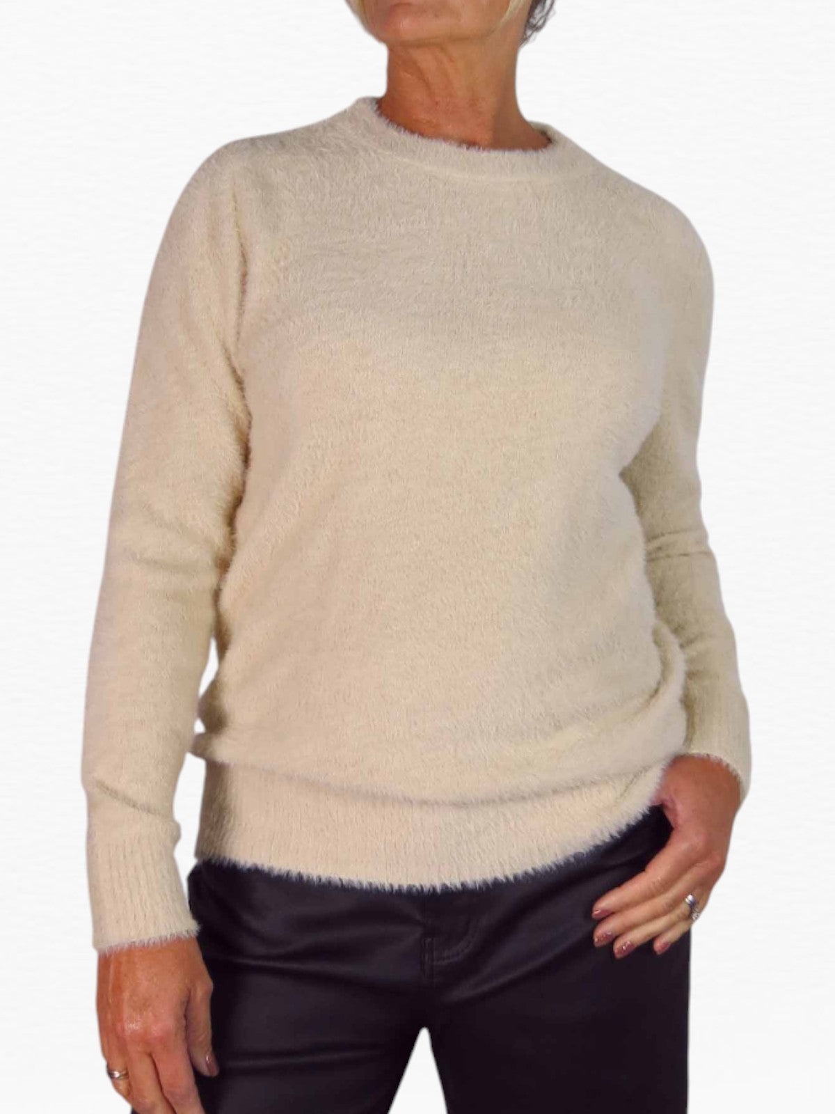 Textured Crew Neck Jumper Beige