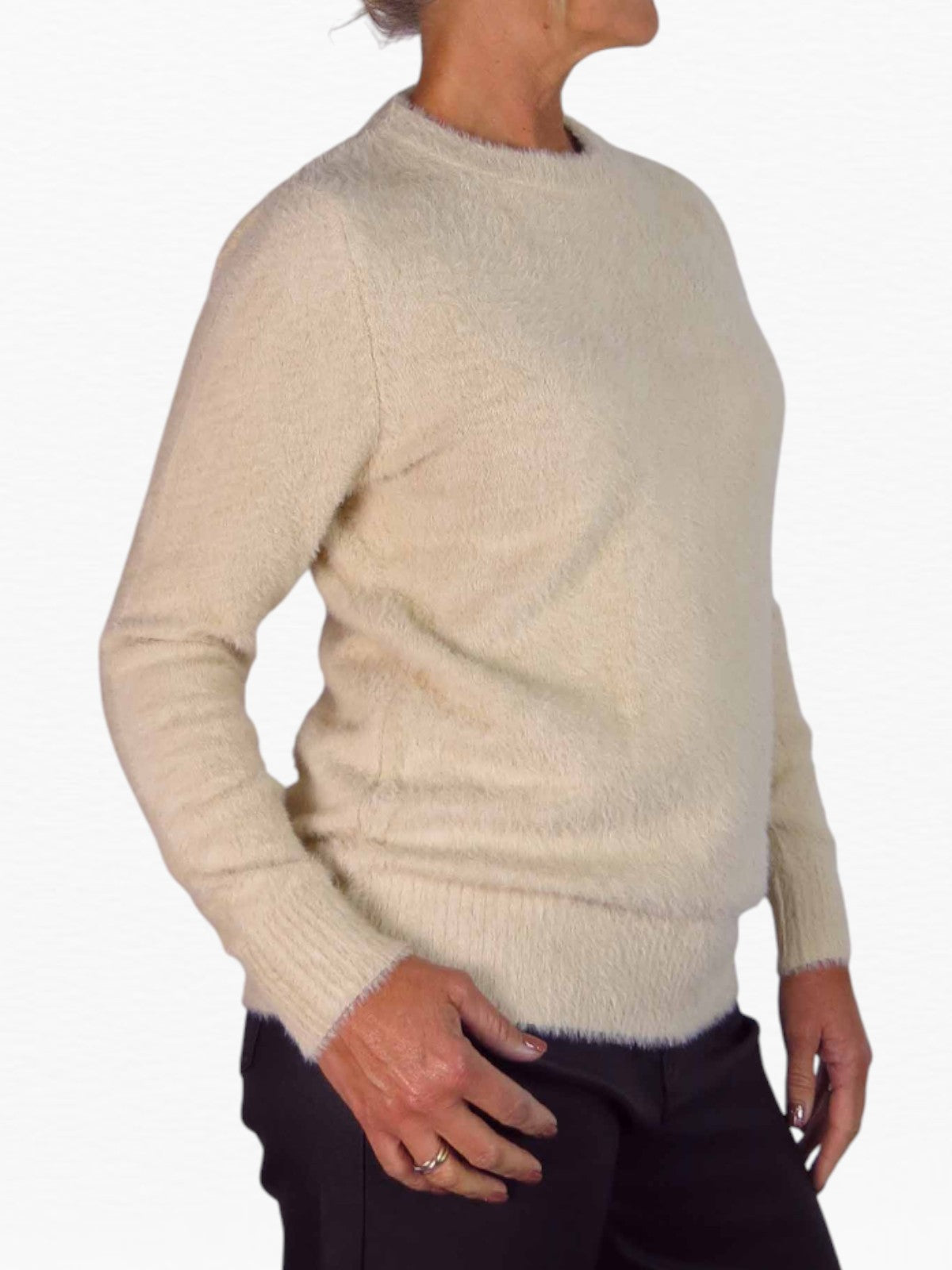 Textured Crew Neck Jumper Beige