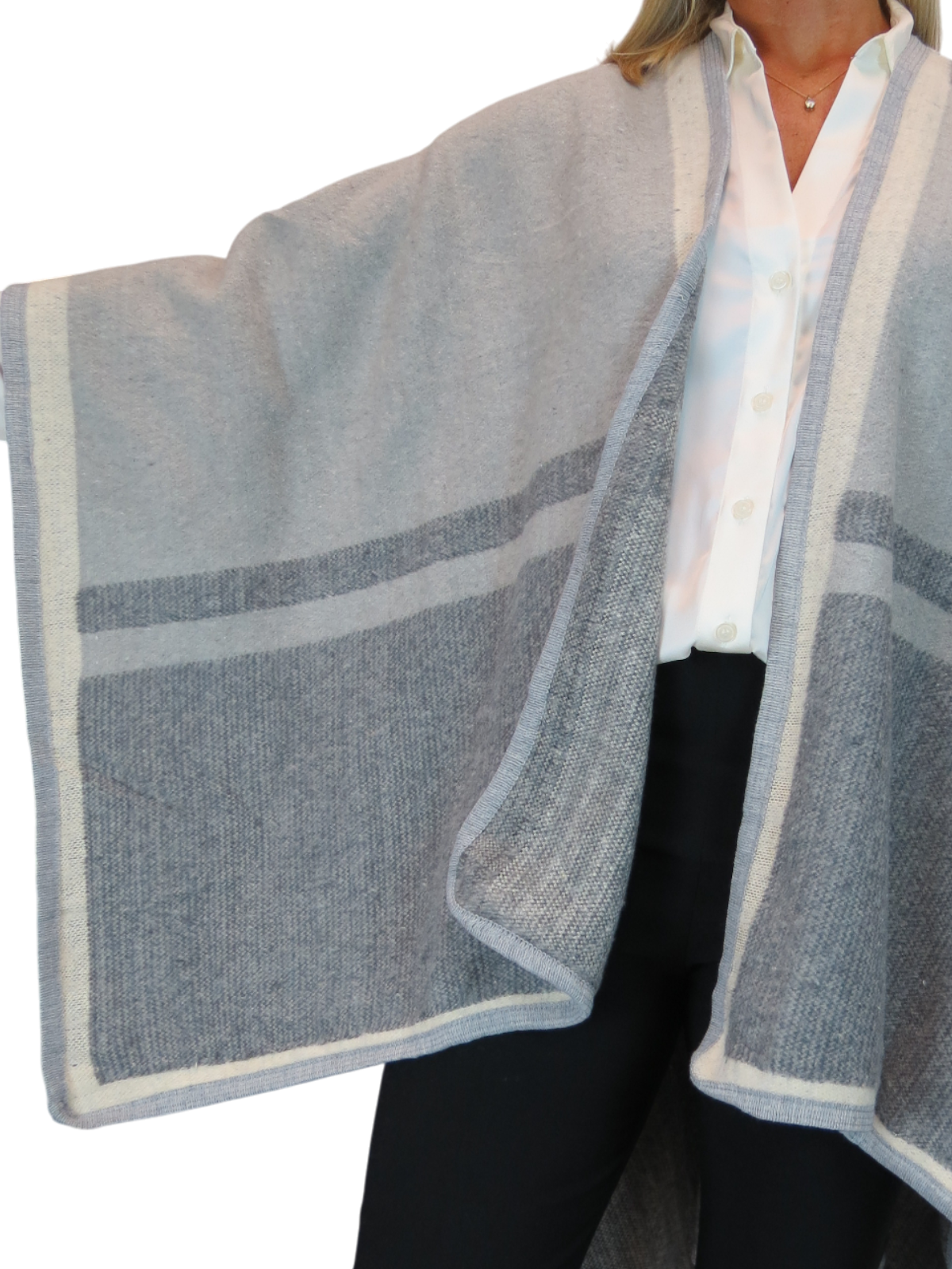 Soft Knitted Longline Knit Poncho Cape Grey