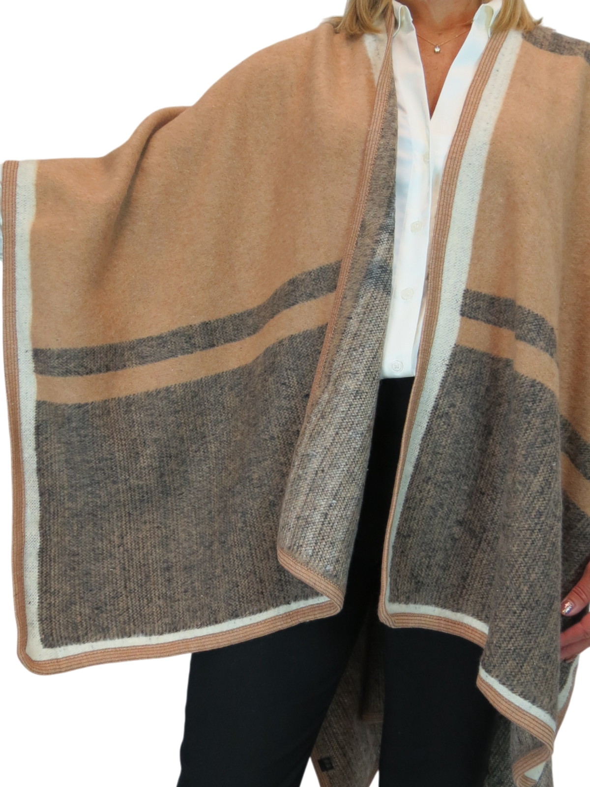 Soft Knitted Longline Knit Poncho Cape Brown