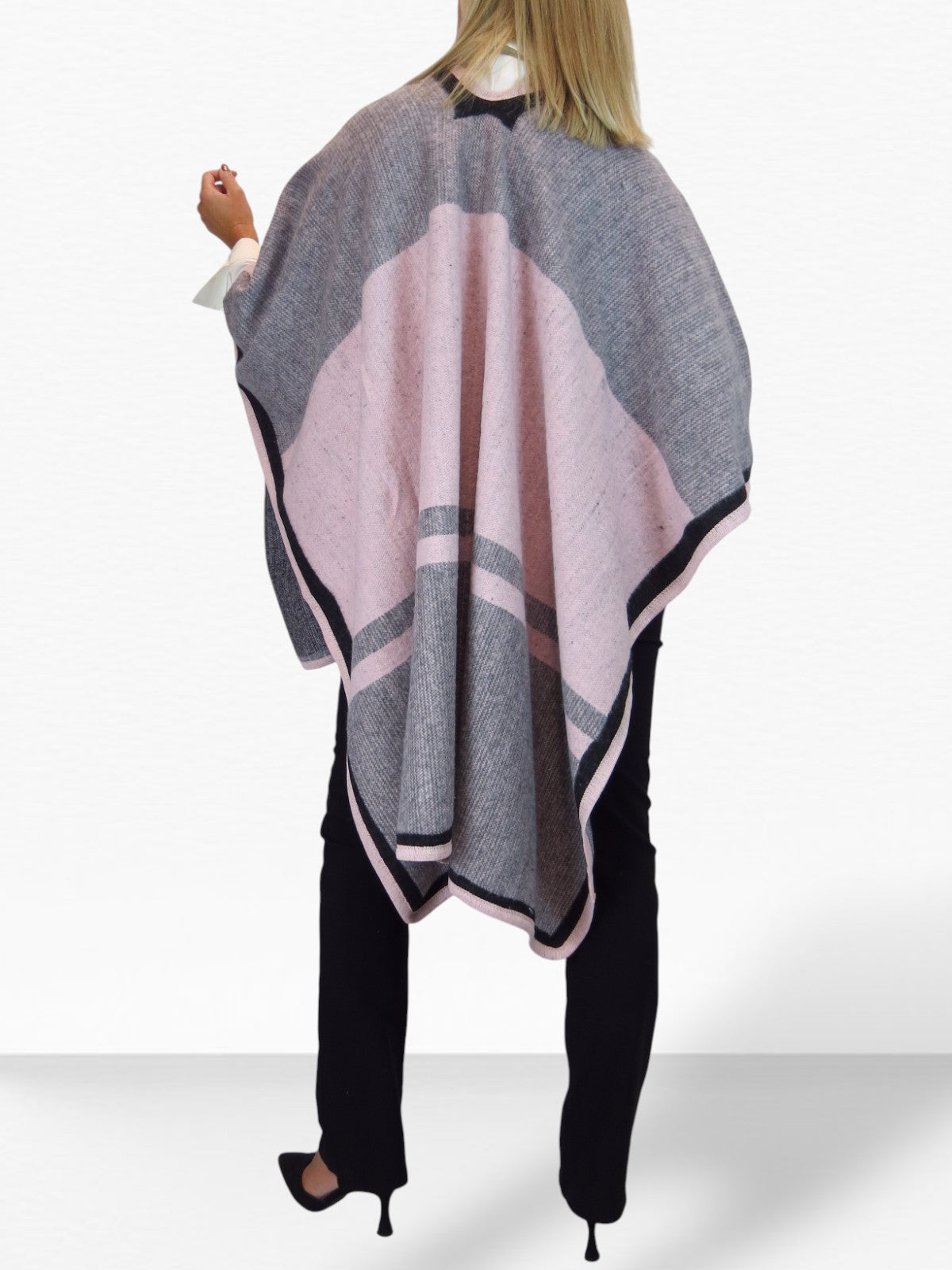 Soft Knitted Longline Knit Poncho Cape Pink