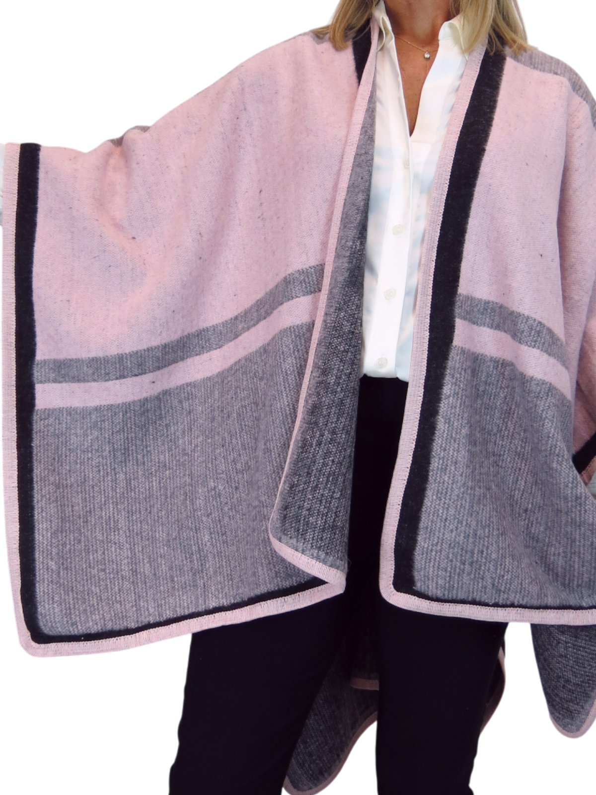 Soft Knitted Longline Knit Poncho Cape Pink