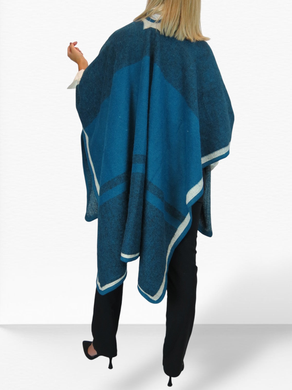 Soft Knitted Longline Knit Poncho Cape Teal