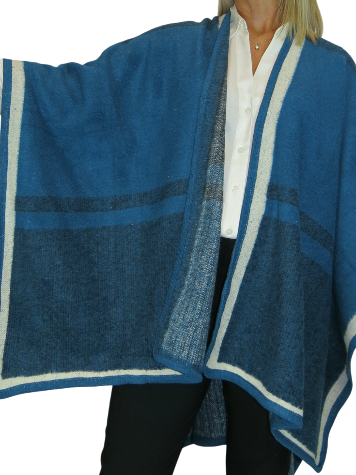 Soft Knitted Longline Knit Poncho Cape Teal