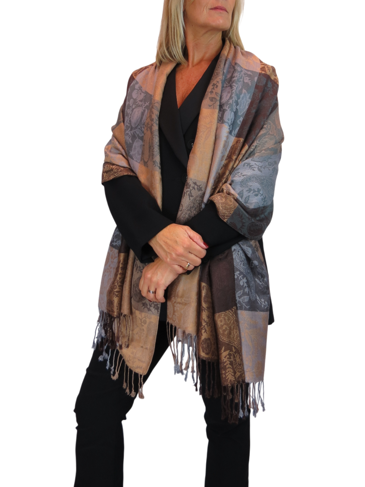 Paisley Pashmina Style Scarf Wrap Brown